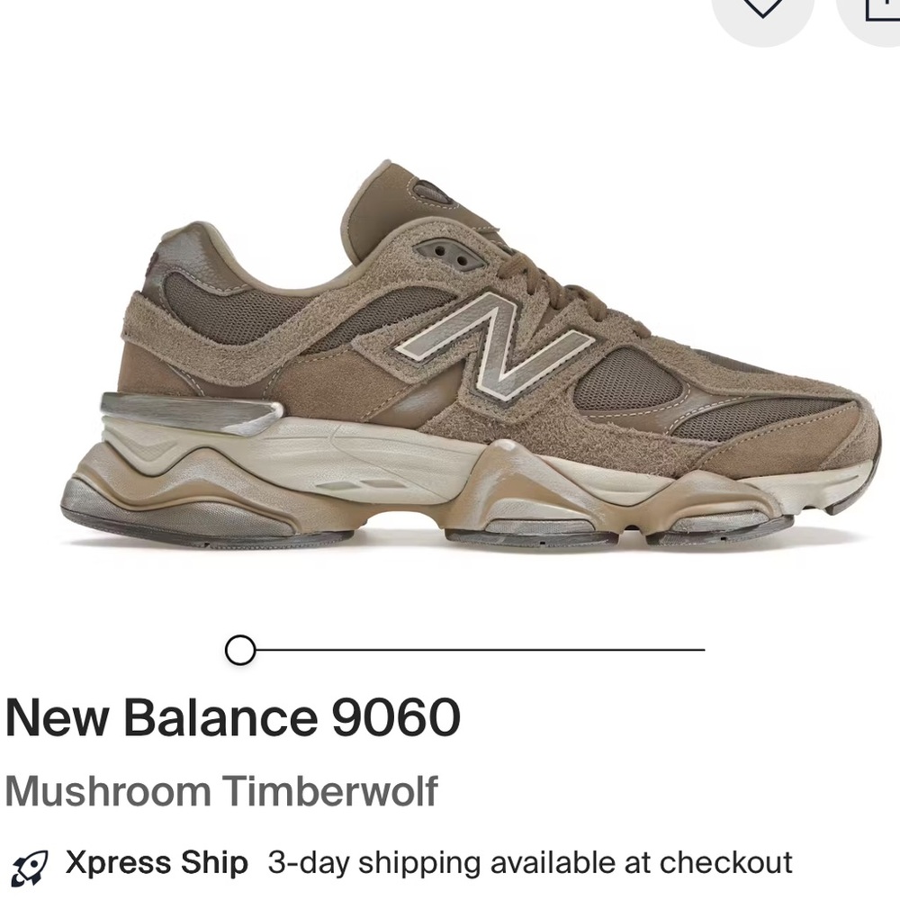New Balance 9060 Mushroom Timberwolf US 7.5 W.  Never worn outside